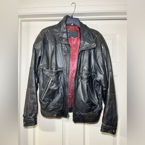 🖤 Vintage RNL Leather Bomber Jacket – Men’s Size Small 🖤
